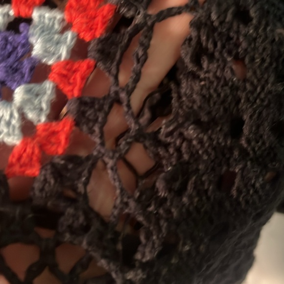 Fun boho top. Crochet squares on black. Would fit medium and larger. - Picture 9 of 10